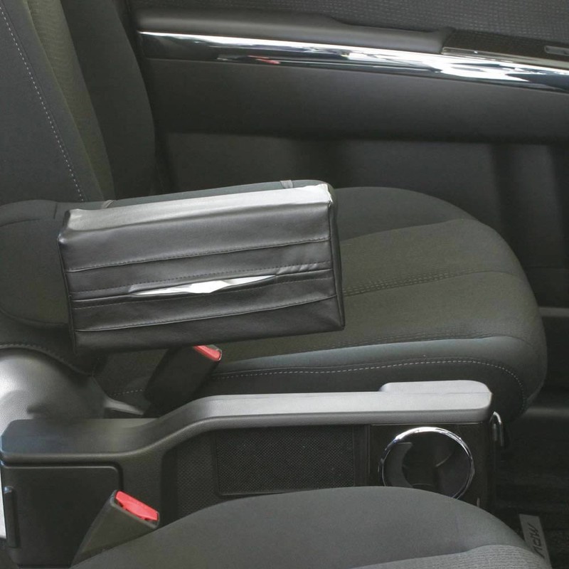 ナポレックス(Napolex) ティッシュケース サンバイザー/ヘッドレスト/アームレスト簡単取付 レジ袋を吊り下げることも可能 本革調 ブラック 便利グッズ カー用品 LFー142