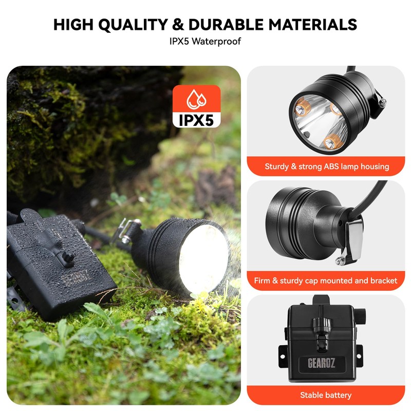 GearOZ 10W Coon Hunting Lights, 45000LUX Hunting Headlamp for Coyotes