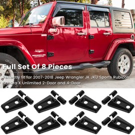 Door Hinge Cover Trim Exterior Accessories for Jeep Wrangler JK JKU Sport Rubicon Sahara X Unlimited 2-Door & 4-Door 2007-2018 (Black 8PCS)