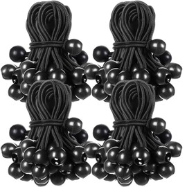 Wowangce 100 Pcs Ball Bungee Cords 4 Inch Bulk Bungee Balls Bungee Cords with Balls Black White Bungee Cords Heavy Duty Outdoor Indoor for Shelter Camping Canopy Cargo Tents Poles (Black)