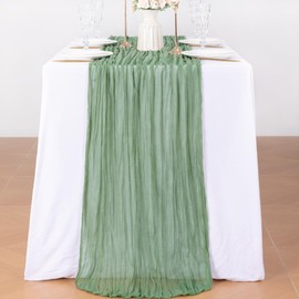 UrbnChrm Sage Cheesecloth Table Runner 35x120 Inches Gauze Boho Table Runner Rustic Sheer Runner for Easter Party Baby Bridal Shower Decoration