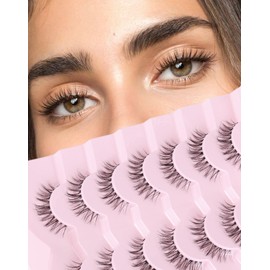 Frihappy Natural Wispy Eyelashes Short Lashes Fake Lashes Natural Look Eyelashes Wispy Natural Lashes Invisible Lashes FRH-12