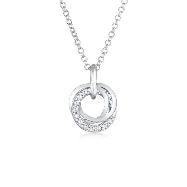 Elli Women's Circle Pendant Rings Sparkling with Zirconia Crystals in