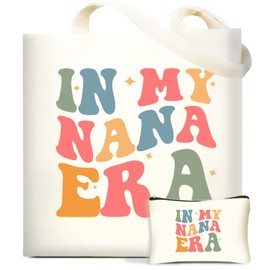 DHQH Best Grandma Gifts for Women, Nana Gifts from Granddaughter, Canvas Tote Bag Set for Gigi Mimi Granny, Mothers Day Birthday Gift for New Grandmother