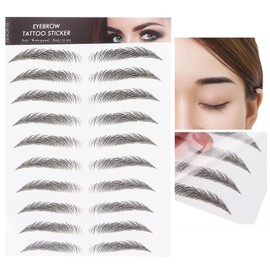 6D Eyebrow Tattoo Sticker, Professional Waterproof Eyebrow Transfer Sticker, Eyebrow Makeup Tool for Women and Girls (Black) (Black-02)