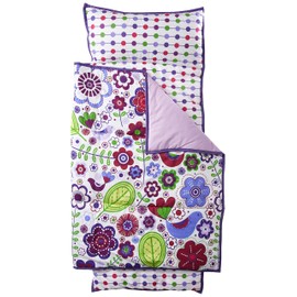 Bacati - Botanical Sanctuary Multicolor Purple Soft Nap Mat 100% Cotton Percale Breathable Perfect for The Daycare Naptime, Sleepover at Grand Parents