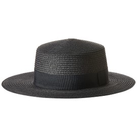 The Drop Women's Santorini Straw Boater Hat,Black, One Size