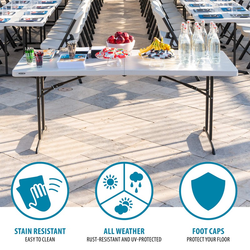 Lifetime Commercial Fold-in-Half Table, 6-Foot, Almond