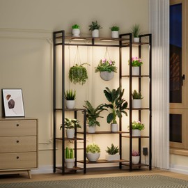 Plant Stand Indoor with Grow Lights 62" Large Plant Shelf 11-Tiered Tall Corner Plant Stand with 8 Light Panels for Indoor Plants Multiple Flower Pot Holder, Plant Rack for Living Room Patio Decor