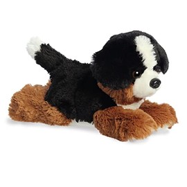 Aurora® Adorable Mini Flopsie™ Bernie Mountain Dog™ Stuffed Animal - Playful Ease - Timeless Companions - Black 8 Inches