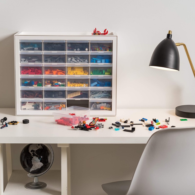 IRIS USA Plastic Drawer Storage Organizer, 24-Drawer Teacher Toolbox Bead