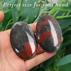 African Blood Natural Polished Palm Stone,2.3"Pocket Gemstones Calming Effects Energy Balancing Anxiety Relief, Idear Gift Thumb Worry Stone,1PC Healing Crystals