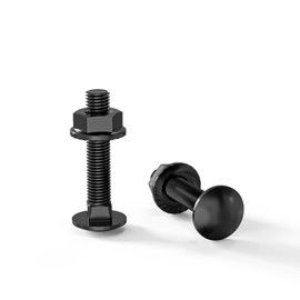 ORTAVA Carriage Bolts M6×30 Stainless Steel A2 V2A DIN 603 (Pack of 20) with Hex Flange Nut, Carbon Steel, Round-Head Screws (Black)