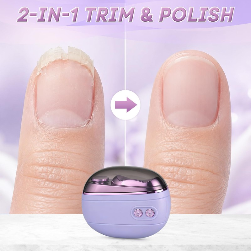 2-in-1 Smart Electric Nail Clipper & Polisher (Purple)