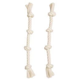 GOGOTAIL 2-Pack White Cotton Dog Rope Toys for Aggressive Chewers – 20” Long 4-Knot Tug – Safe, Washable Chew Toy for Medium & Large Dogs – Indoor & Outdoor Dental Rope Toy