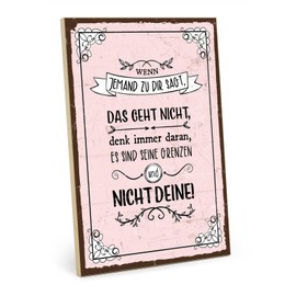 TypeStoff HS-01238 Wooden Sign with Saying - Borders - Vintage Look with Quote as a Gift and Decoration on the Theme of Goal and Motivation