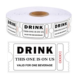 Free Drink Ticket Roll Raffle Tickets Party Tickets 1 x 2 Inch - Drink Tickets Consecutively Numbered Wedding Drink Tickets for Events Wedding and Parties 1000 Pcs