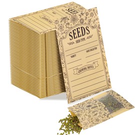 120 Seed Envelopes With Window, Resealable Floral Seed Storage Bags