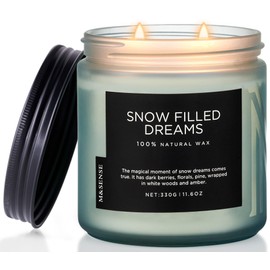 M&SENSE Snow Filled Dreams Winter Candle, 11.6oz Natural Soy Wax BlackBerry & Pine Scents Candle, 70 Hours Long Lasting Candle, 2 Cotton Wick Candle for Home Decor, Winter Candle Holiday Gifts
