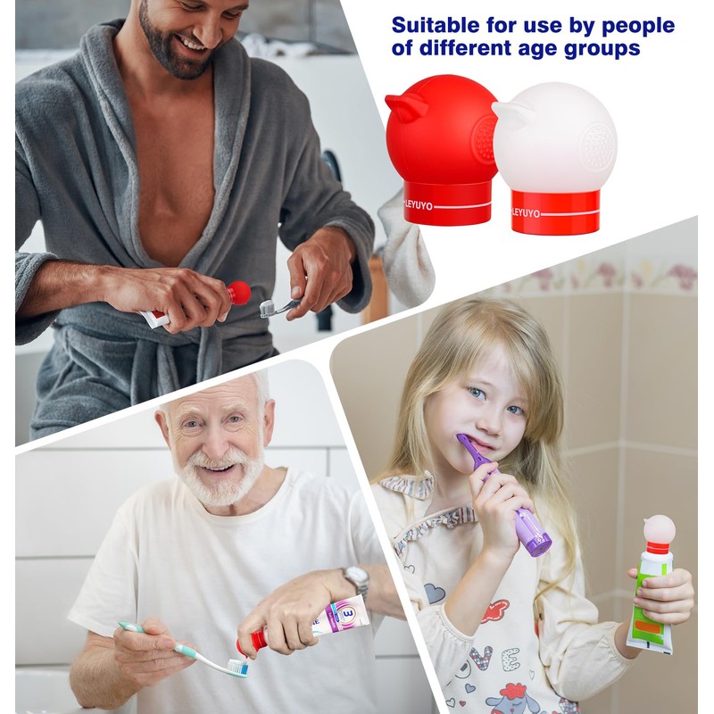 Toothpaste Dispenser with Self-Closing Cap No Mess No Waste, Fits