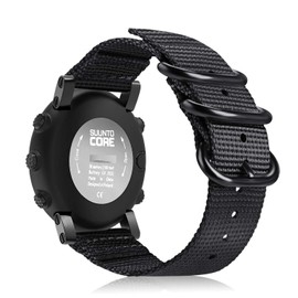 FINTIE Watch Band Compatible with Suunto Core, Premium Woven Nylon Replacement Sport Strap with Metal Buckle Compatible with Suunto Core Smart Watch (Black)