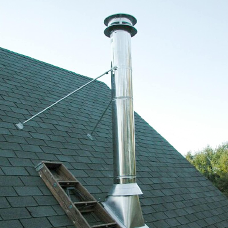 6" Extended Chimney Stove Pipe Roof Bracket Support, Stainless Steel