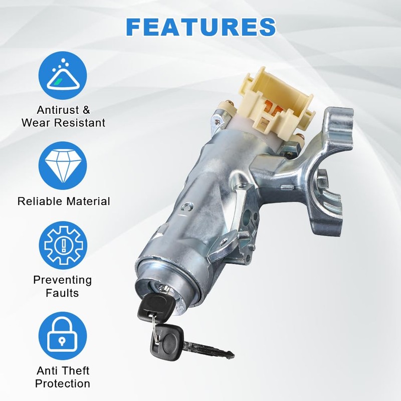 WMPHE Ignition Switch Steering Lock Cylinder with 2 Keys Bracket