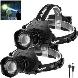 Myipyi Rechargeable Headlamp Super Bright, 3000LM Head Lamp with 10 Modes, 90° Adjustable Headlamps for Adults, IPX7 Waterproof High Power Head Light for Fishing Camping
