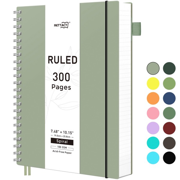 RETTACY Spiral College Ruled Notebook, 300 Pages, B5 Medium Size