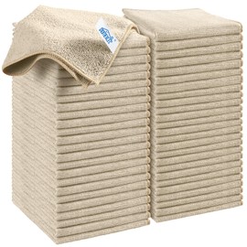 HOMEXCEL Brown Microfiber Cleaning Cloth, 50 Pack Cleaning Towels for Kitchen, Lint Free, Scratch-Free, Highly Absorbent, and Reusable Cleaning Rags for House, Window and Glass, Cars, 11.5 X11.5 inch