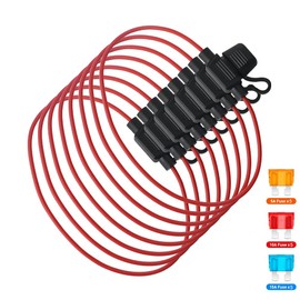 GTIWUNG 10Pcs Car Inline Fuse Holder 32V, In-line Standard Blade Fuse Holder Waterproof 16AWG, Middle Fuse Holder Box, Medium Size DC Fuse Holder