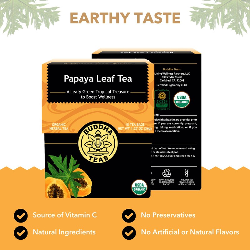 Buddha Teas Organic Papaya Leaf Tea - OU Kosher, USDA