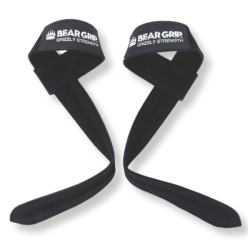 BEAR GRIP - Leather Weight Lifting Straps for Gym, Bodybuilding,