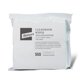 AAWipes Cleanroom Polyester Wipers 4"x4" (Bag of 400 Pcs) Double Knit 100% Polyester Wipes Lint Free Cloths with Ultra-fine Filaments, Laser Sealed Edge, Class 100 Cloths, Ultra-Soft Wipes