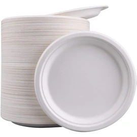 Pack of 50 Large Strong Paper Plates ECO Friendly Biodegradable Compostable Super Rigid Plate 23cm Dinner Plates => Ideal for All Occassions Perfect for Picnics BBQs and Parties