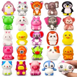 Set of 24 Animal PU Squishy Toys - Sensory Toys for Children 4-12 - Gift Box & Treasure Hunt Filling - Birthday/Christmas/Easter - Party Bags & Classroom