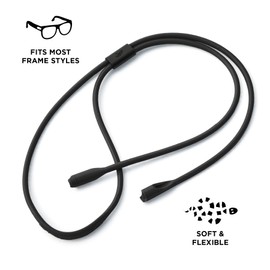 Pilotfish Glasses Strap, Silicone Sunglasses Strap for Eyewear, Adjustable Eyeglass Chain (24.5 Inch, Black)