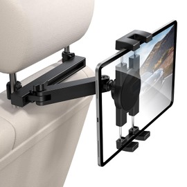 bokilino Tablet Holder for Car Headrest, [3 in 1 Adjustable Extension Arm] iPad Car Mount for Back Seat, Road Trip Essentials for Kids, for 4.7-12.9" Like iPad Pro, Air, Mini, Galaxy, Fire HD Tablet
