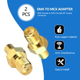 SMA to MCX Adapter TUOLNK SMA Female to MCX Female Coaxial Connector Coaxial Cable Antenna 2pcs