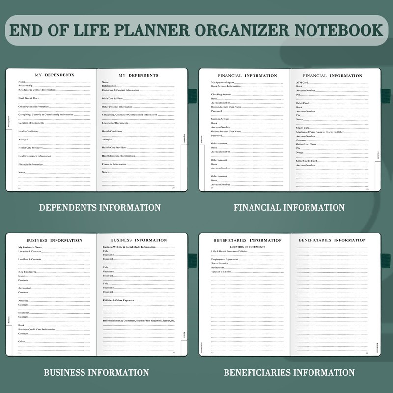 JUBTIC End of Life Planner, Death Planner Organizer with Labels