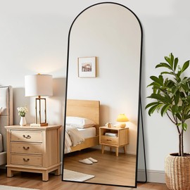 Suidia Arched Full Length Mirror, 59"x19" Floor Mirror Freestanding with Stand & Aluminum Alloy Frame, Full Body Mirror for Bedroom, Leaning for Living Room Cloakroom, Black