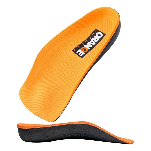 Orange Insoles E 3/4 Fits MEN'S shoe 10.5-11.5, WOMEN'S 12-13 Uses a heel cup, contoured medial arch,and metatarsal pad to help with better alignment and weight distribution, Versatility in your shoes
