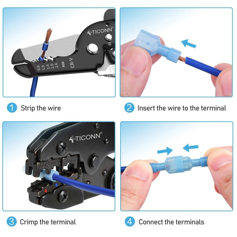 TICONN 400 PCS Nylon Spade Quick Disconnect Connectors Kit, Electrical