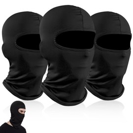 3 Piece Balaclava Set, Face Mask, Ski Mask, Face Hood for Outdoor Sports, Cycling, Snowboarding, Motorcycling, Driving, Windproof, One Size Fits All, Men and Women, black