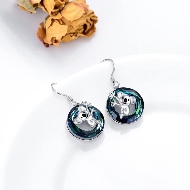 TOUPOP Koala Earrings - Sterling Silver Koala Bear Dangle Drop