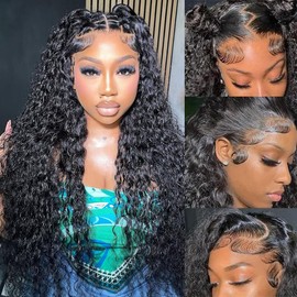 30 inch 13x6 Water Wave Wig 200 Density HD Lace Front Wigs Human Hair Pre Plucked with Baby Hair Wet and Wavy Curly Wig Human Hair for Women