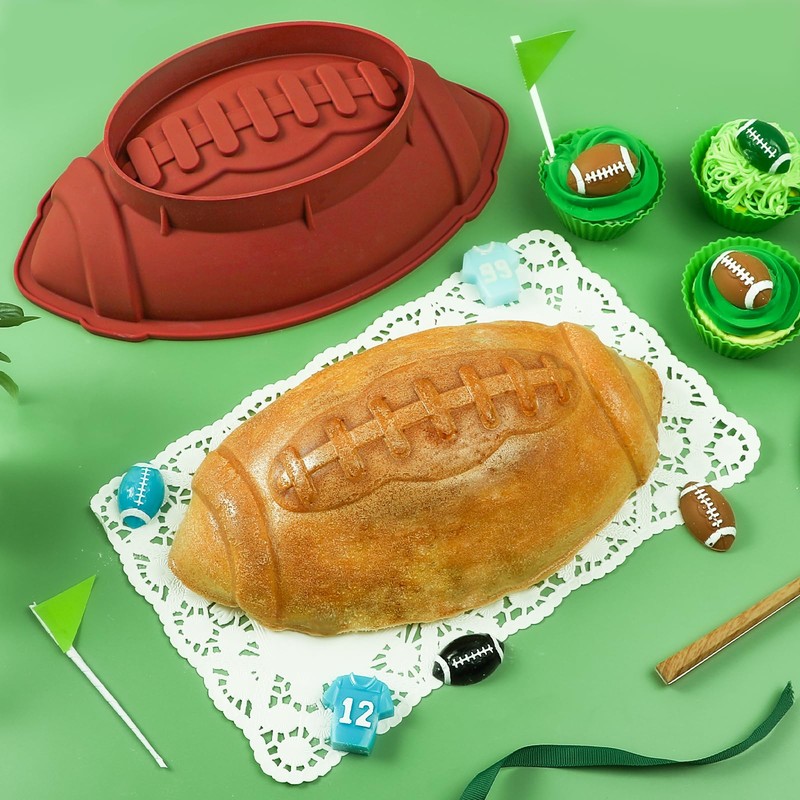 Webake Football Cake Pan 11 Inch Nonstick Football Shaped Silicone