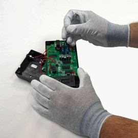 Static Care ESD Anti Static Gloves, Nylon and Conductive Carbon For Use In Electronics, Semiconductor, Factories - Palm Coated Large 1 Pair