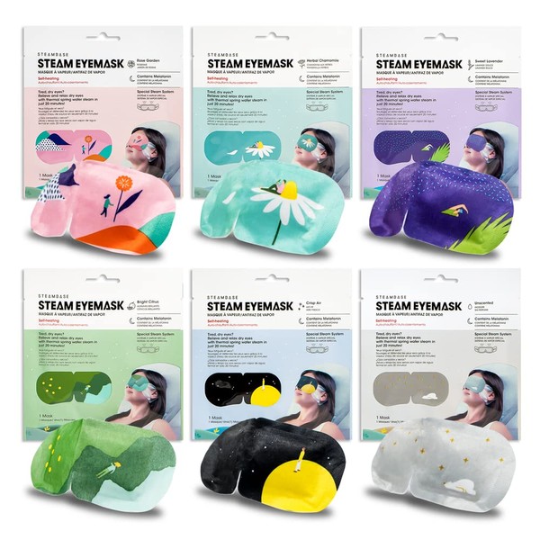 Steam Eye Mask 6 Packs for Dry Eyes and Puffiness Helping Sleep with Melatonin Steam Moisture Self Inflate Heated from Korea