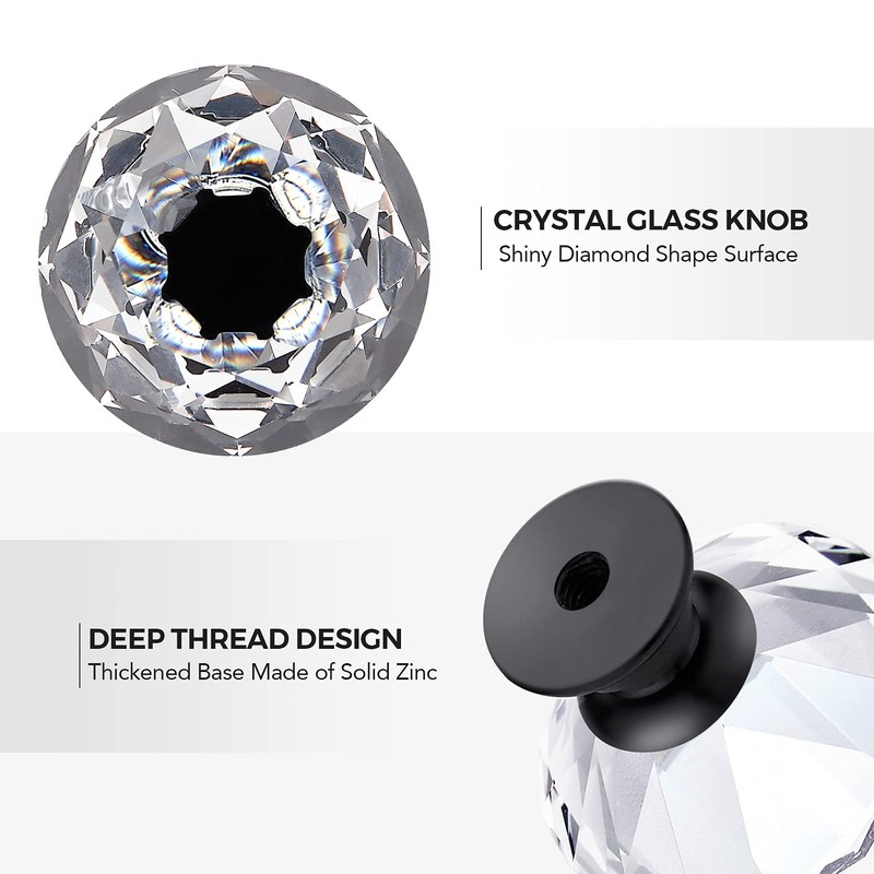 Ravinte 20 Pack Crystal Drawer Knobs - Glass Cabinet Knobs,